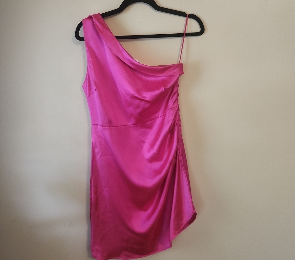 TCEC Vibrant Pink One-Shoulder Dress